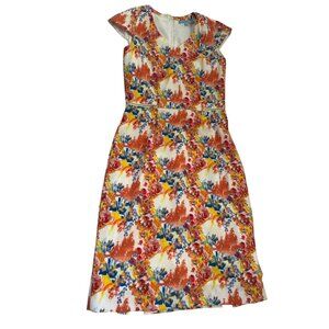 Antonio Melani Floral Print Cap Sleeve Dress With Zipper Accents Size 2
